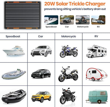 FlexSolar 20W 12V Solar Panel Battery Charger Maintainer Kits Trickle Charger - Image 4