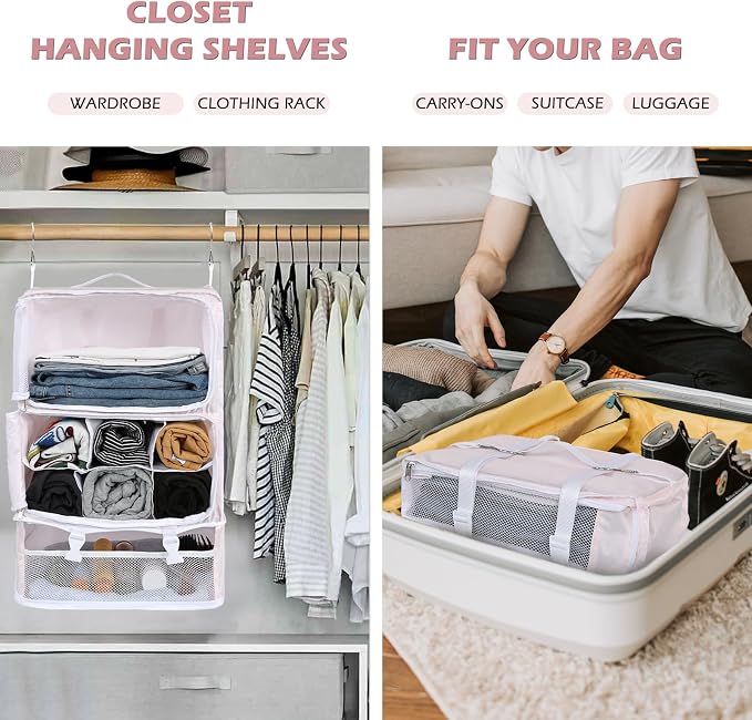 Surblue Hanging Shelves Travel Storage Bag Compression Packing Cube - Image 2