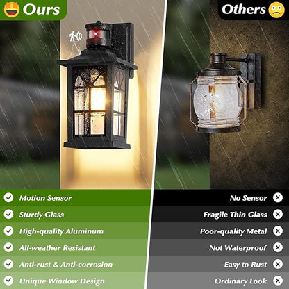 2-Pack Motion Sensor Outdoor Wall Lights, Dusk to Dawn Porch Lights Outdoor - Image 6
