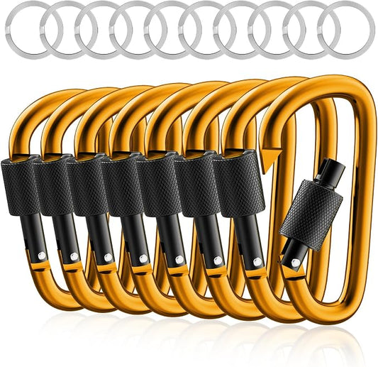 sprookber 3" Locking Carabiners | Keychain Carbineers D Ring Key Clip Spring by Sprookber