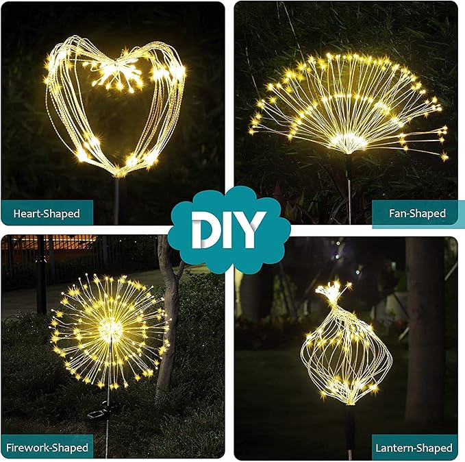 JJGoo Solar Firework Lights, 2 Pack 180 LEDs 2 Lighting Modes Solar Lights - Image 5