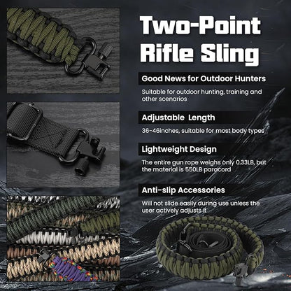 Double Braide 550LB Shotgun Sling 2 Point Paracord Rifle Sling, Non-Slip - Image 3