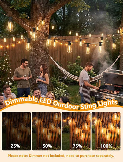10FT Outdoor String Lights, ST40 Shatterproof Vintage Edison Bulbs, Indoor - Image 4