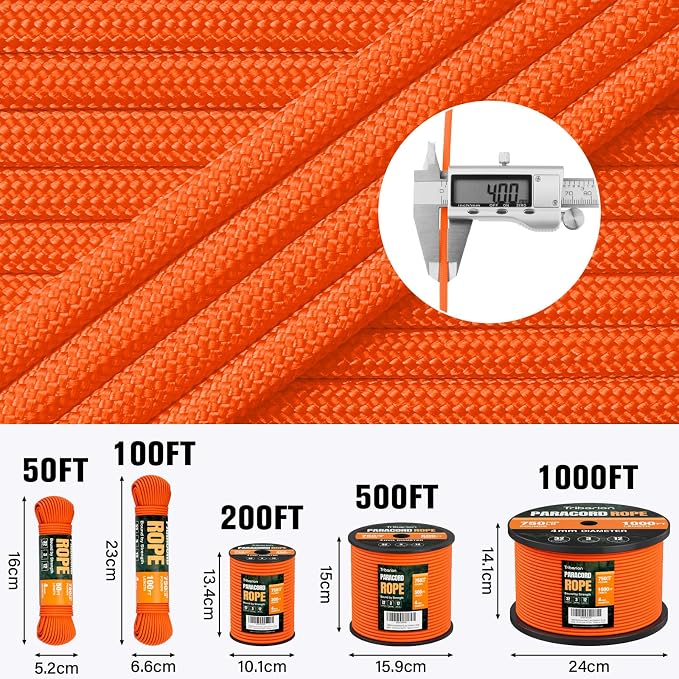 Paracord Rope 750 lb - 100ft 5/32" Parachute Cord 4MM 12-Strand para Cord - - Image 5