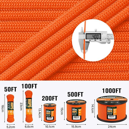 Paracord Rope 750 lb - 100ft 5/32" Parachute Cord 4MM 12-Strand para Cord - - Image 5