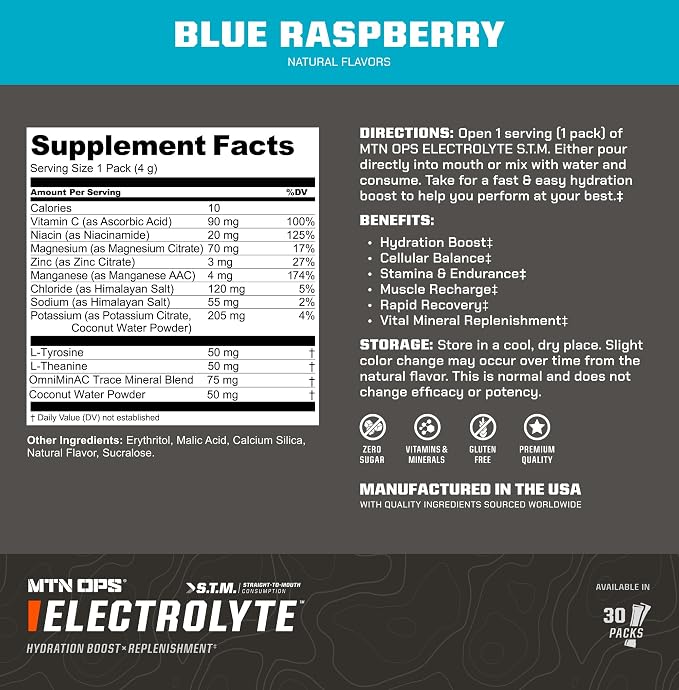 MTN OPS Electrolytes Powder Packets, Sugar Free Hydration Packets, Gluten-Free - Image 7