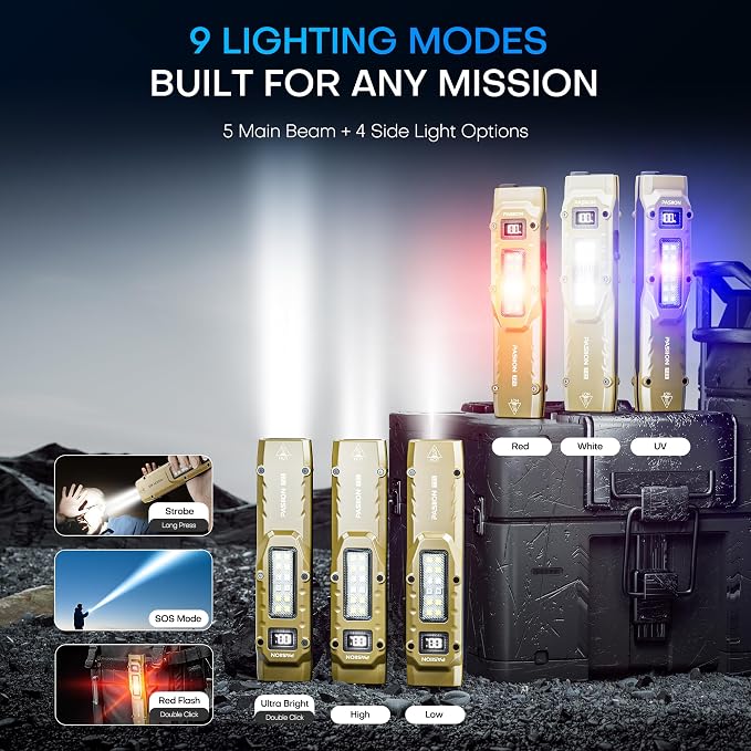 EDC Tactical Flashlight, Flat Flashlights Rechargeable, Dual-Switches LED Small - Image 2