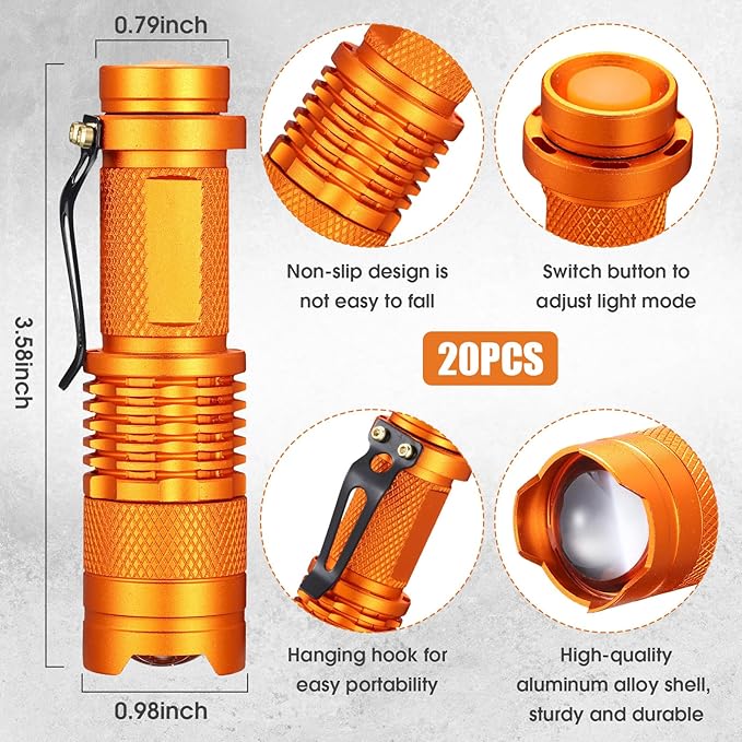 Fumete 20 Pieces LED Flashlight Mini 3 Mode Tactical Torch Small Water - Image 2
