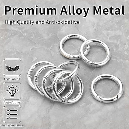 Gkeygo Key Ring Clip, 4/5 Inch Keychain Rings, 8 Pack Round Carabiner Clip - Image 2