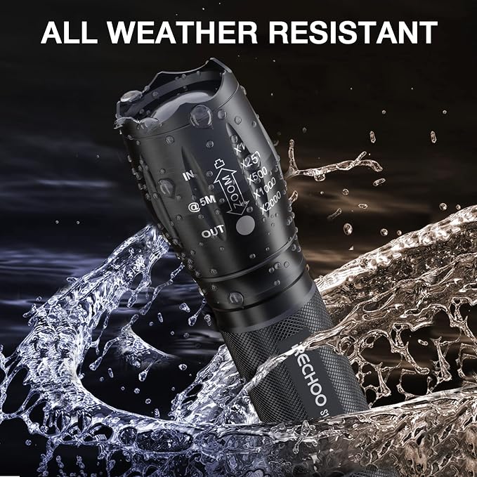 RECHOO Tactical Flashlight 4 Pack, Bright Zoomable LED Flashlight - Image 4