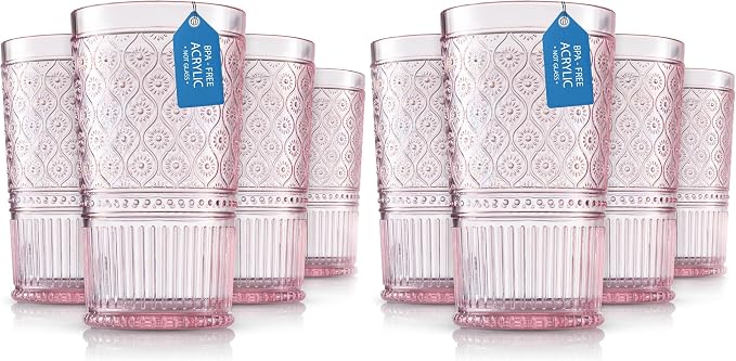 Godinger Highball Drinking Glasses, Acrylic Drinking Glasses Set, Elegant Tall by Godinger