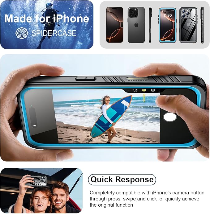 SPIDERCASE for iPhone 16 Pro Max Case Waterproof, Built-in Screen & Camera - Image 7
