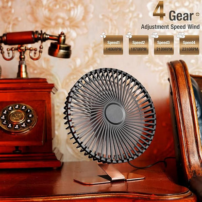 SLENPET 6 inch USB Small Desk Fan, 4 Speeds, Ultra-quiet, 90° Adjustment - Image 2