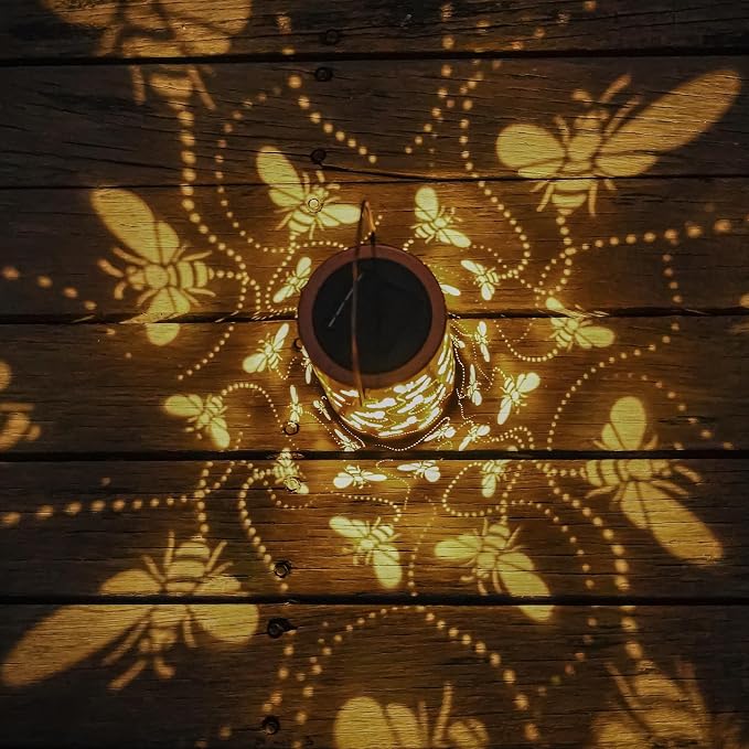 Solar Honeybee Lanterns Outdoor Hanging Decor Lantern, Waterproof Hollow Out - Image 3