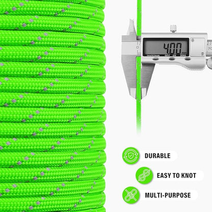 Reflective Paracord Rope 750 lb - 500ft 5/32" Parachute Cord 4MM 12-Strand para - Image 6