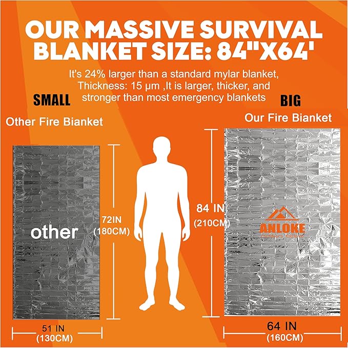 ANLOKE Emergency Blankets Mylar Thermal Blanket, of Gigantic Space Blanket 84 * - Image 2