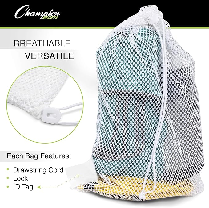 Champion Sports Mesh Equipment Bag – Heavy-Duty Nylon Drawstring Bag - Image 5