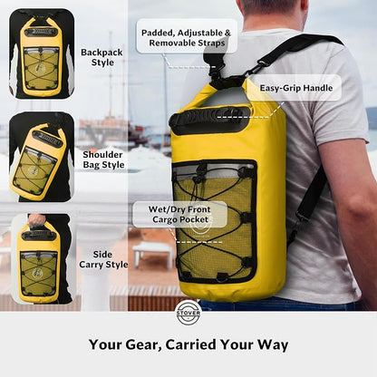 STOVER 5/10/25/30/40/55L Waterproof Dry Bag- Roll-Top Backpack w/Phone Case- - Image 3