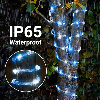 Solar Rope Lights, 2 Packs Total 66ft 200LED Solar String Lights, 8 Modes - Image 4