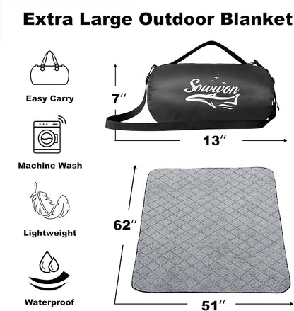 Waterproof Outdoor Blanket 62”X 51” Packable, Stadium Blankets - Image 2