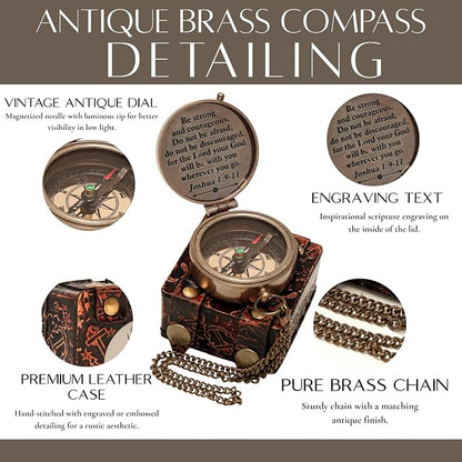 Handmade Brass Antique Compass - Image 4