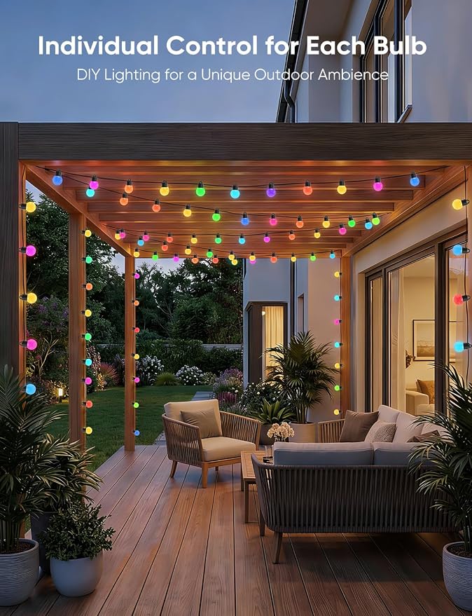 APPECK Outdoor String Lights 100ft, RGBW Color Changing Patio Lights - Image 7