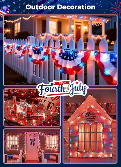 Red White Blue Mini Christmas Lights, 13ft Waterproof Lights - Image 6