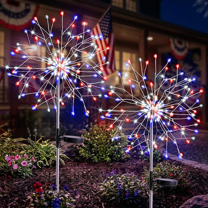 suddus 4th of July Decorations Solar Garden Lights, Upgrade 2Pack 150LED Red by SUDDUS