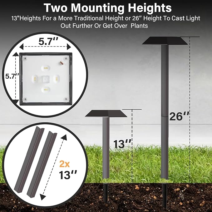 Super Bright 300 Lumens Solar Pathway Lights Outdoor, 2 Lighting Color Modes - Image 2