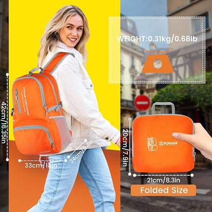 ZOMAKE Lightweight Packable Backpack, 35L Light Foldable Hiking Backpacks Water - Image 2
