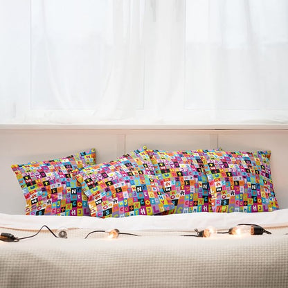 Ambesonne Abstract Throw Pillow Cushion Case Pack of 4, Colored Alphabet - Image 6