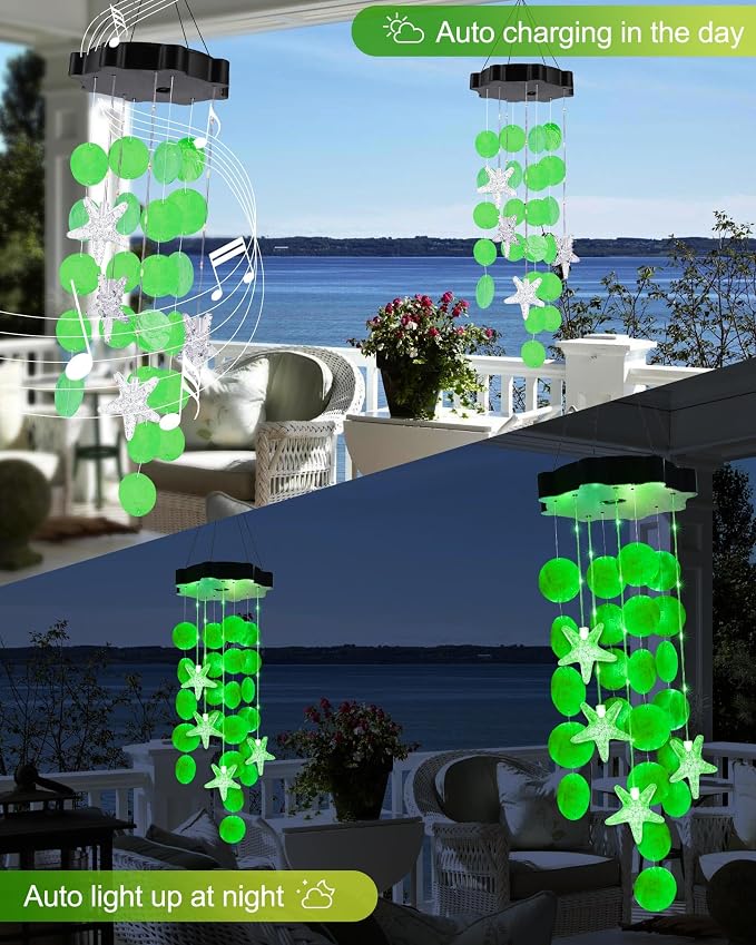 Toodour Solar Wind Chimes for Outside, Shells Light Gifts for Mom Grandma Women - Image 5