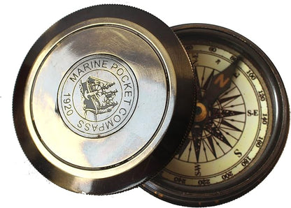 Marine Pocket Compass 1920 Vintage Brass Navigation Compass by collectiblesBuy