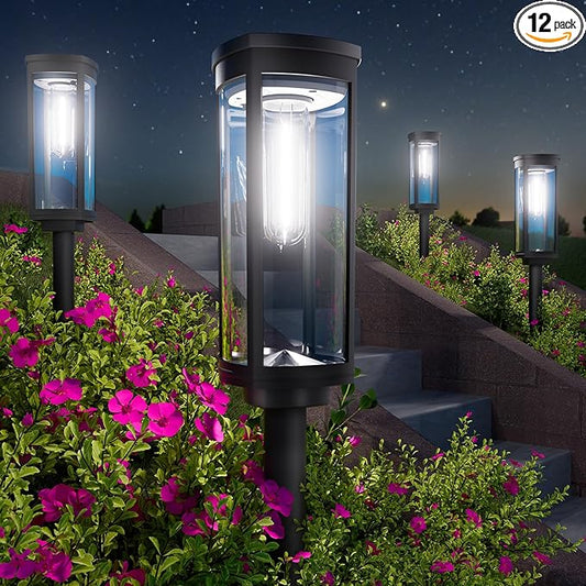 BITPOTT Bright Solar Pathway Lights, 12 Pack Solar Garden Lights Outdoor by BITPOTT