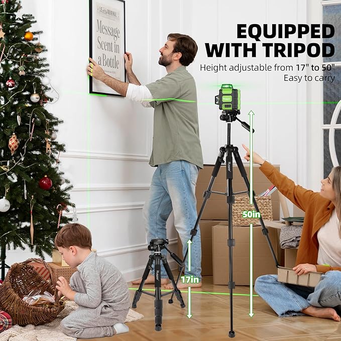 Huepar Laser Level 360° with Tall Tripod, Self Leveling Rechargeable Lazer - Image 4