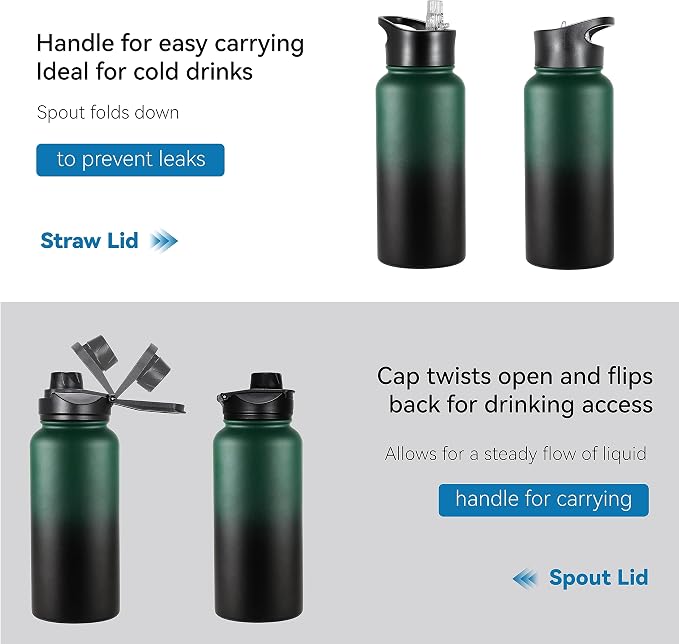 VEGOND 32 oz Insulated Water Bottle Stainless Steel Metal Water Bottles - Image 5