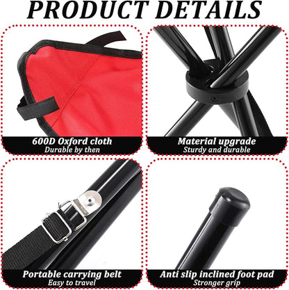 Travel Folding Camping Stool, 17.7 Inch Outdoor Tripod Seat Portable Fishing - Image 4