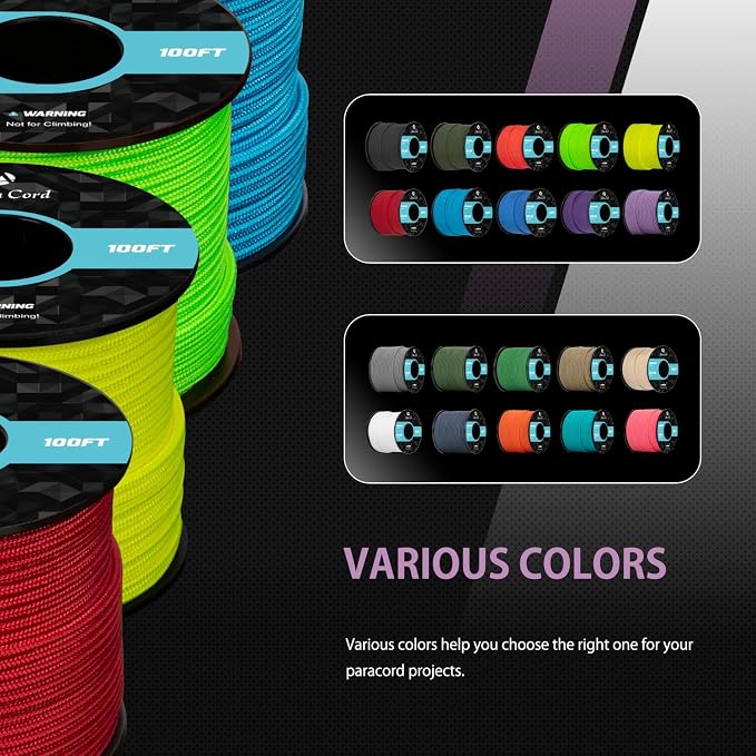 Abma Cord 2.4mm Paracord 275 100ft Nylon Rope 4 Strands Tactical Parachute Cord - Image 5