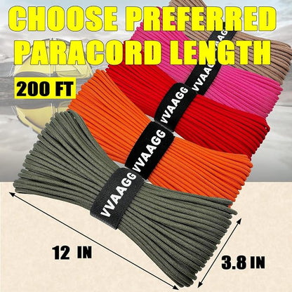 VVAAGG 1000 Paracord Rope 200FT, 4mm Utility Parachute Cord 12 Strand Nylon Rope - Image 4