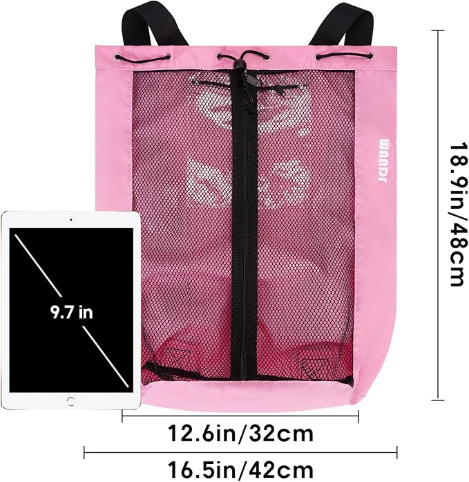 WANDF Swim Bag Mesh Drawstring Backpack Beach Backpack - Image 8
