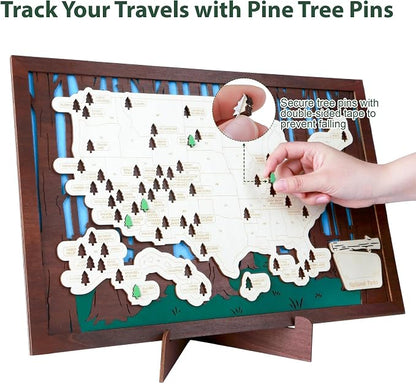 Wooden US National Parks Map Travel Tracker – 3-Layer Framed Wall Art - Image 5