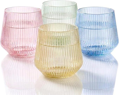 Oojami 40 Pack Origami Ribbed Stemless Plastic Wine Glasses 12 oz by Oojami
