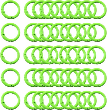 Carabiner Clip 48Pcs Green Metal Key Ring Clip Circle Keychain Rings Bulk by KJMLDIY