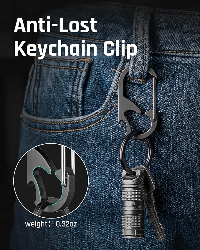 TISUR Titanium Carabiner Keychain Clip, Anti-Lost Key Ring Holder, Self-Locking - Image 4