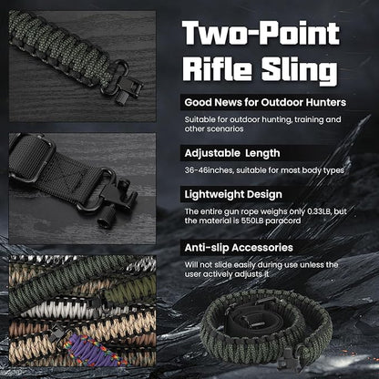 Double Braide 550LB Shotgun Sling 2 Point Paracord Rifle Sling, Non-Slip - Image 4