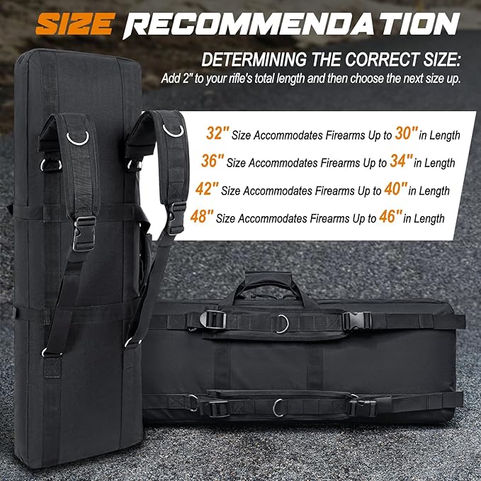 DULCE DOM 36 42 48 Inch Double Rifle Case, Tactical Soft Padded Backpack - Image 6