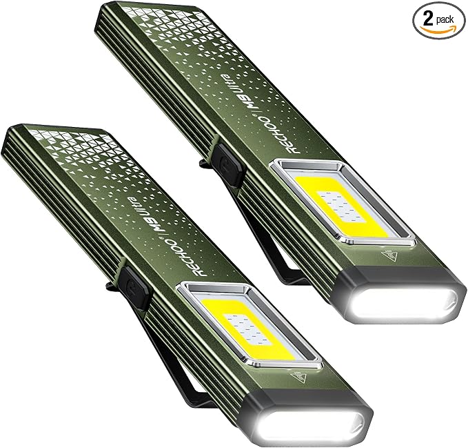 RECHOO Flat EDC Flashlight Rechargeable, 8-Mode Slim Pocket Flashlight by RECHOO