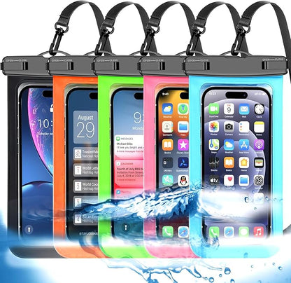 Famoby Up to 8.3" 5 Pack Multicolor Universal Waterproof Phone Pouch, Phone by Famoby