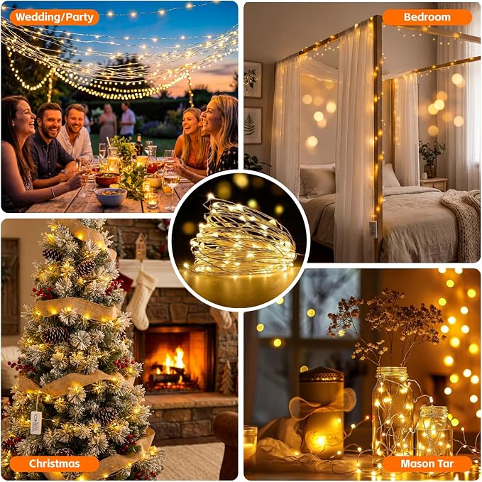 4 Pack 50 LED Fairy Lights Battery Operated - Image 8