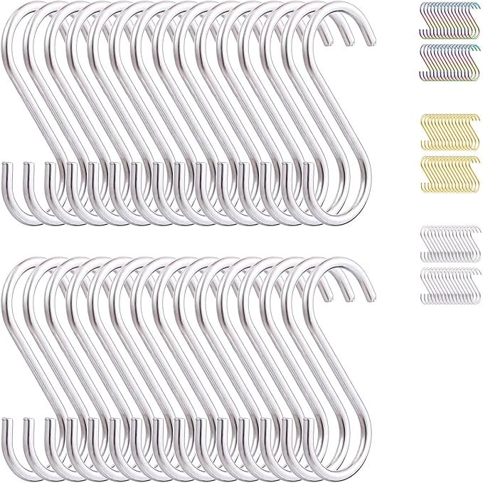 Evanda S Hooks for Hanging Pack of 30, Heavy Duty Stainless Steel Metal Mutil by Evanda